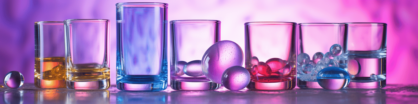 image of drug pills surrounding a glass of water symbolizing drug consumption