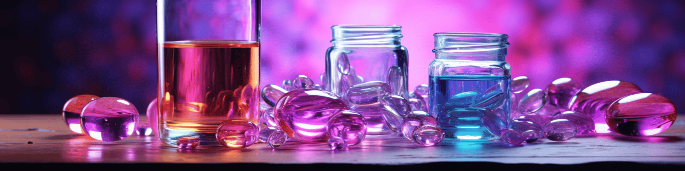 image of drug pills surrounding a glass of water symbolizing drug consumption