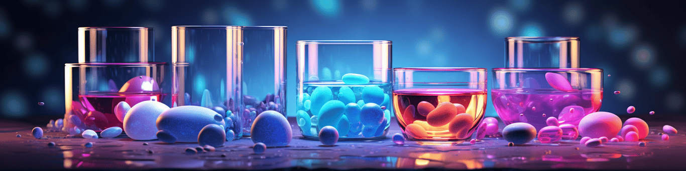 image of drug pills surrounding a glass of water symbolizing drug consumption