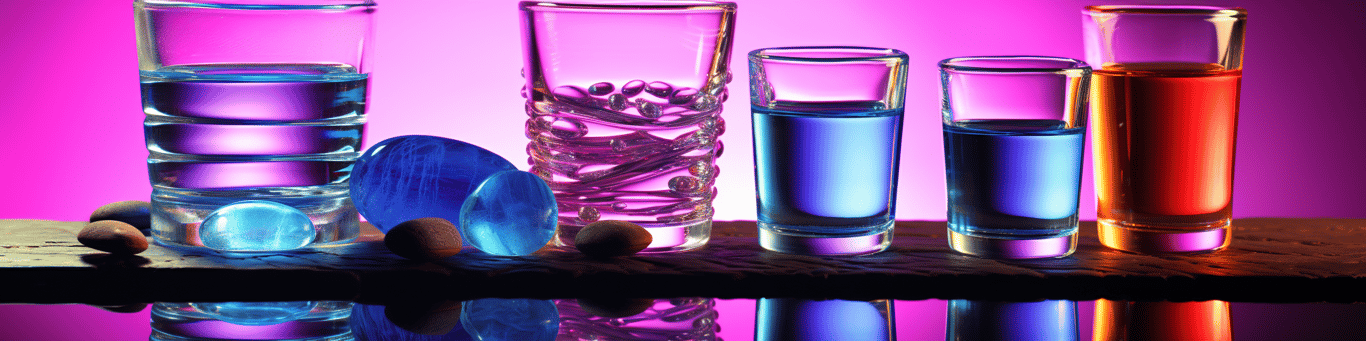 image of drug pills surrounding a glass of water symbolizing drug consumption