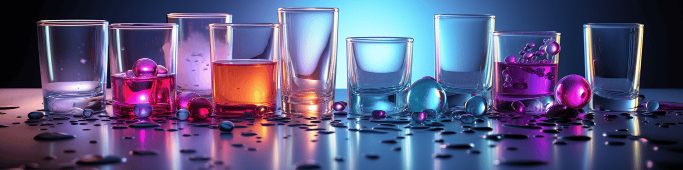 image of drug pills surrounding a glass of water symbolizing drug consumption