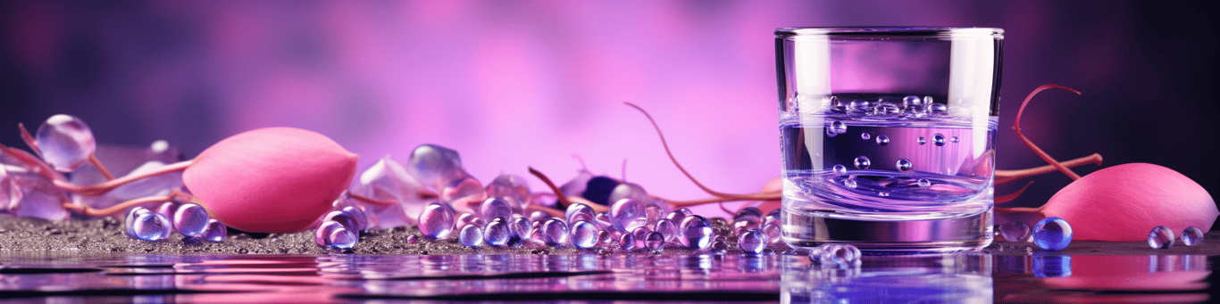 image of drug pills surrounding a glass of water symbolizing drug consumption