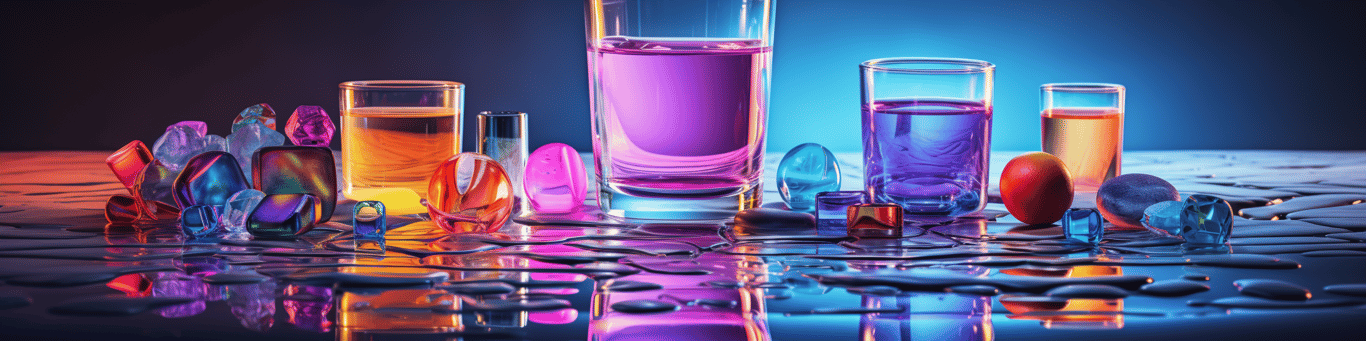 image of drug pills surrounding a glass of water symbolizing drug consumption