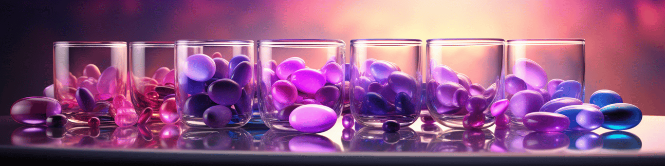 image of drug pills surrounding a glass of water symbolizing drug consumption