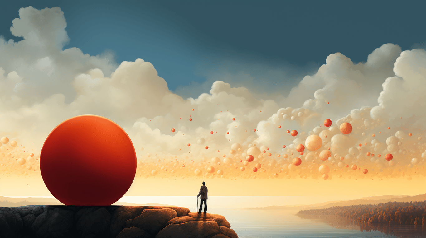 abstract image of a researcher studying a bottle of drug.