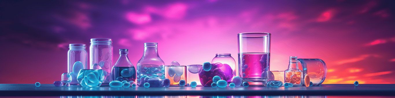 image of drug pills surrounding a glass of water symbolizing drug consumption