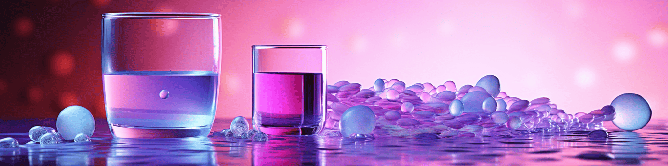 image of drug pills surrounding a glass of water symbolizing drug consumption