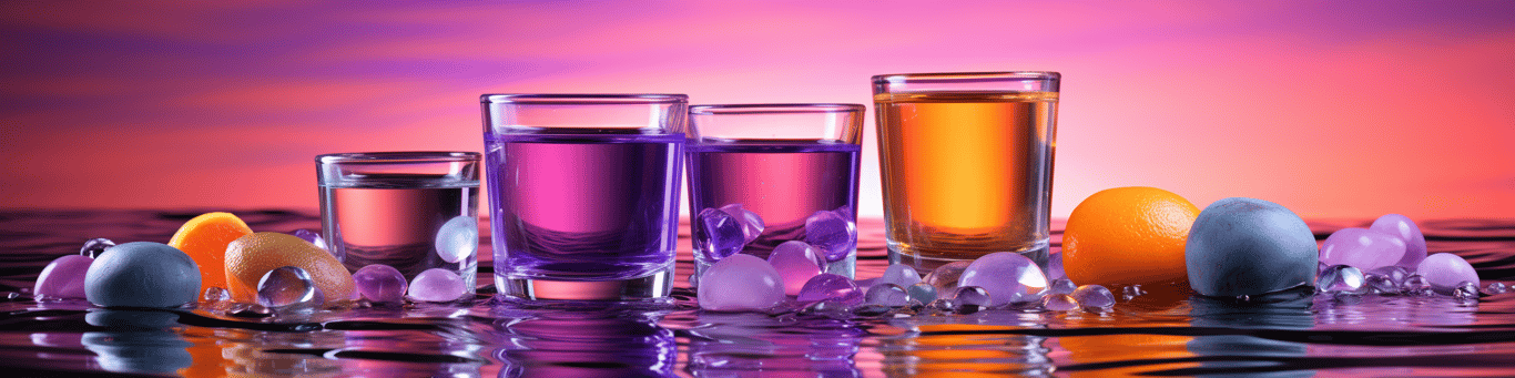 image of drug pills surrounding a glass of water symbolizing drug consumption