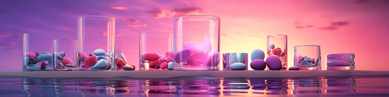 image of drug pills surrounding a glass of water symbolizing drug consumption