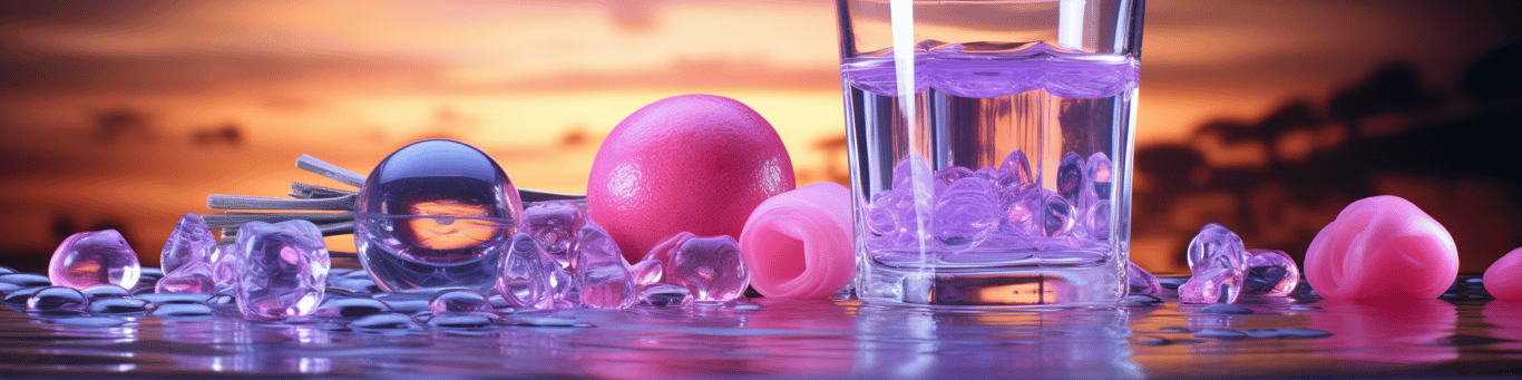 image of drug pills surrounding a glass of water symbolizing drug consumption