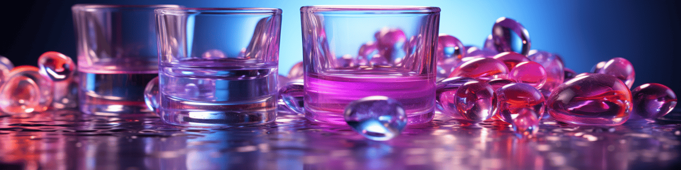 image of drug pills surrounding a glass of water symbolizing drug consumption