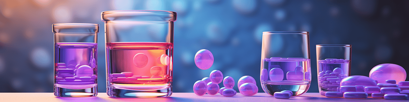 image of drug pills surrounding a glass of water symbolizing drug consumption