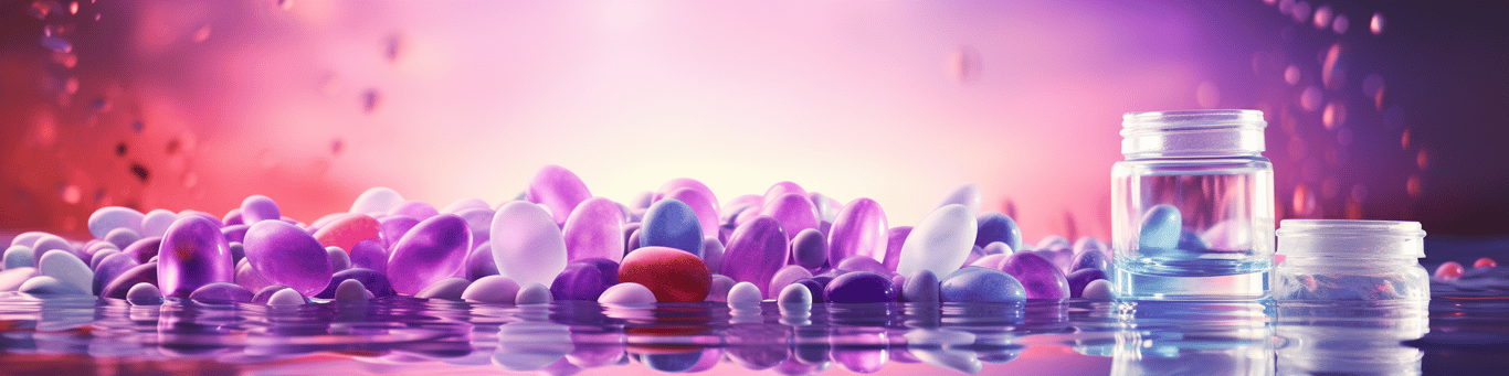 image of drug pills surrounding a glass of water symbolizing drug consumption