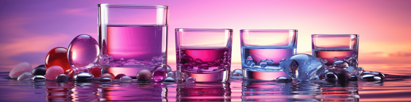 image of drug pills surrounding a glass of water symbolizing drug consumption