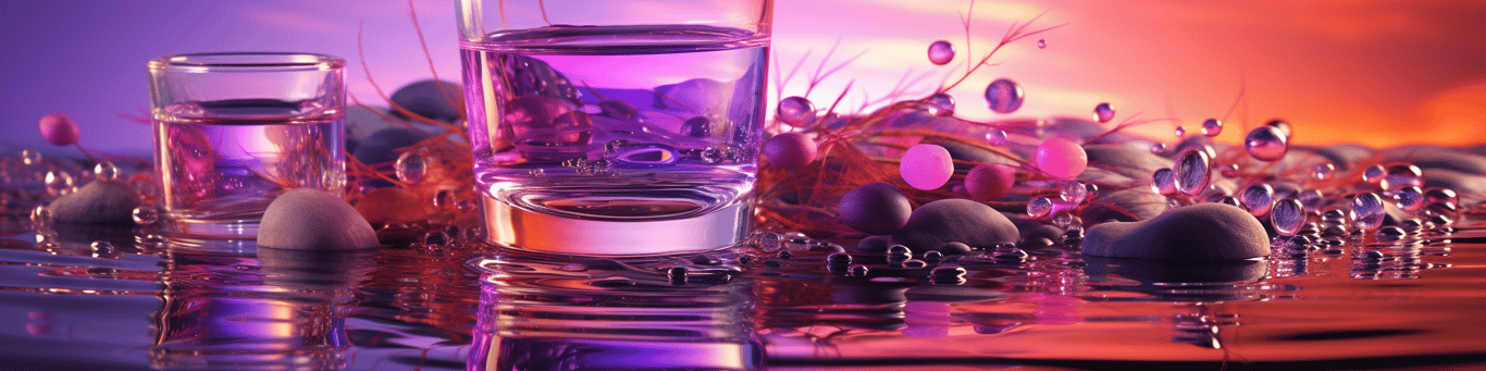 image of drug pills surrounding a glass of water symbolizing drug consumption