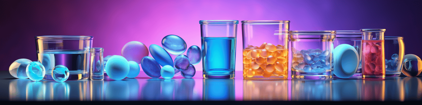 image of drug pills surrounding a glass of water symbolizing drug consumption