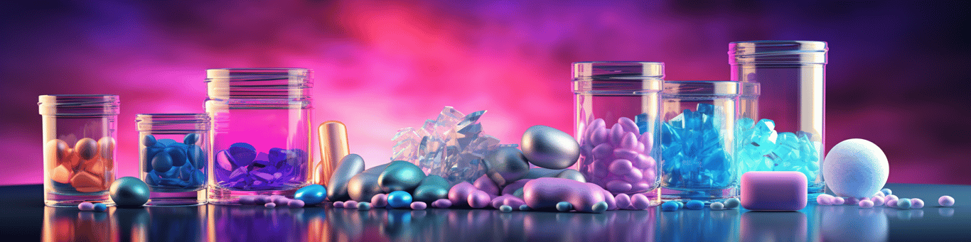 image of drug pills surrounding a glass of water symbolizing drug consumption