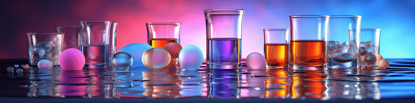image of drug pills surrounding a glass of water symbolizing drug consumption