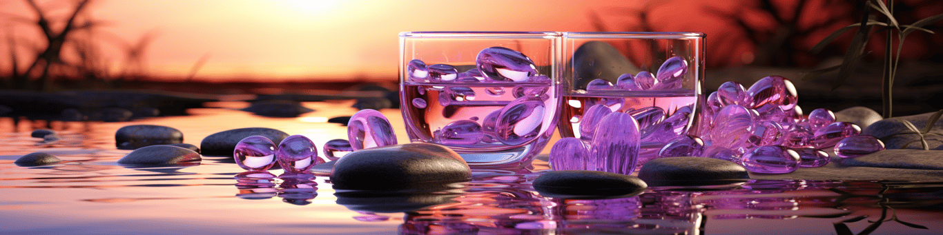 image of drug pills surrounding a glass of water symbolizing drug consumption