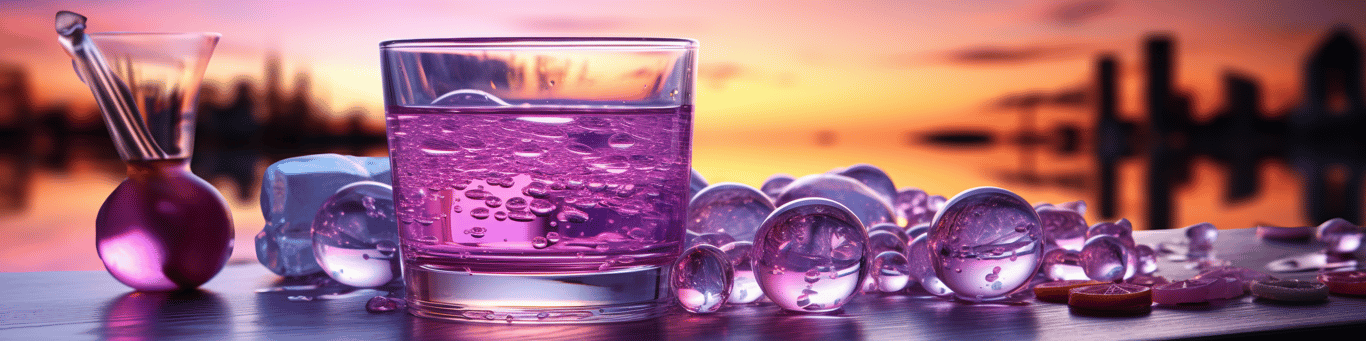 image of drug pills surrounding a glass of water symbolizing drug consumption