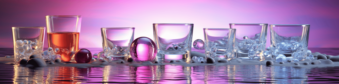 image of drug pills surrounding a glass of water symbolizing drug consumption