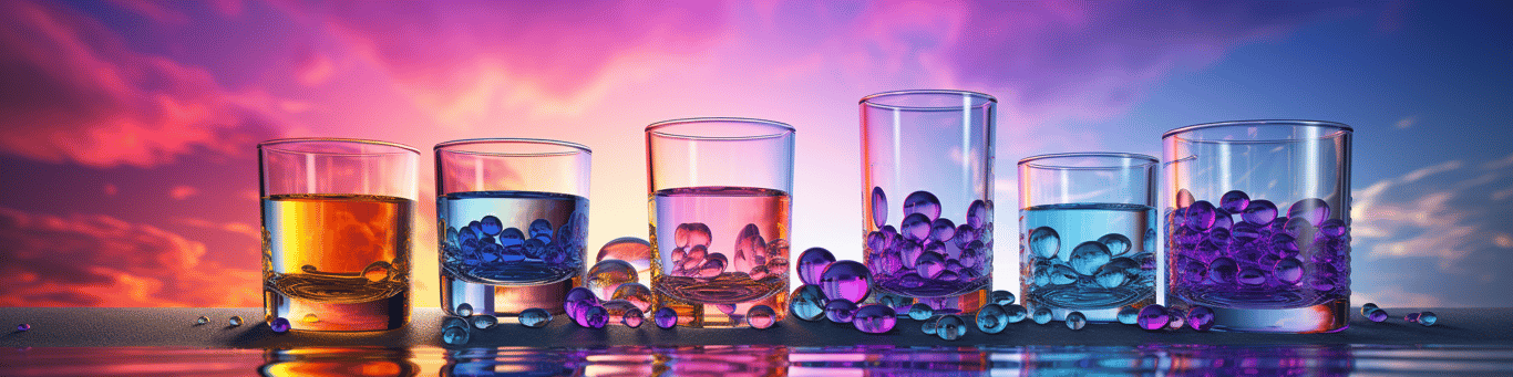 image of drug pills surrounding a glass of water symbolizing drug consumption