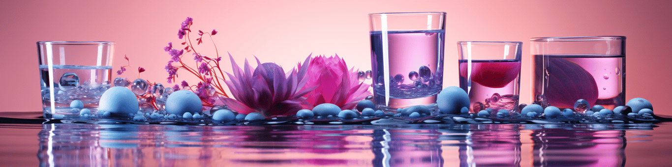 image of drug pills surrounding a glass of water symbolizing drug consumption