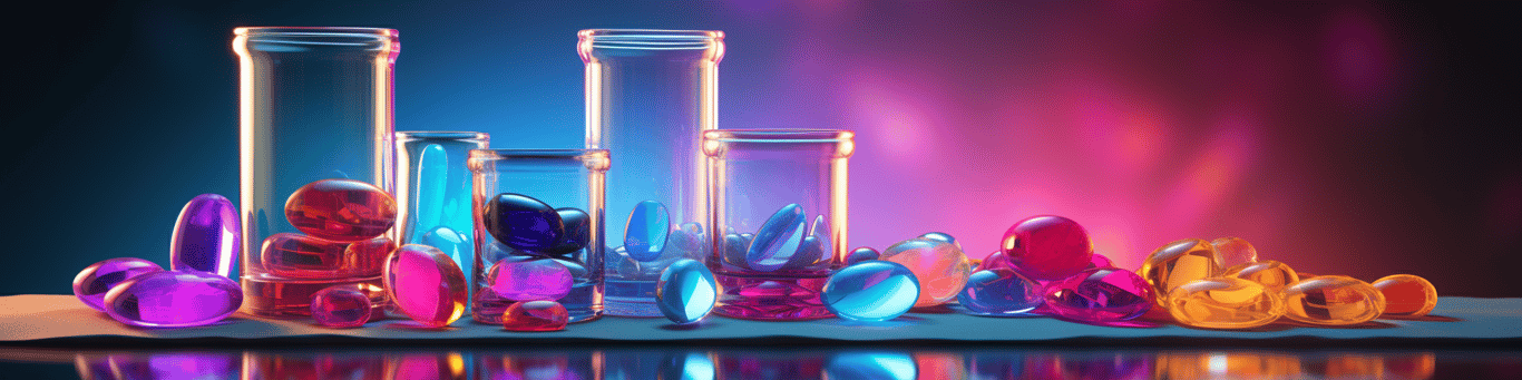 image of drug pills surrounding a glass of water symbolizing drug consumption