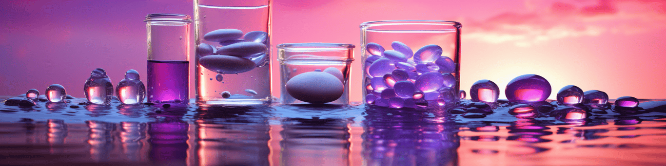 image of drug pills surrounding a glass of water symbolizing drug consumption