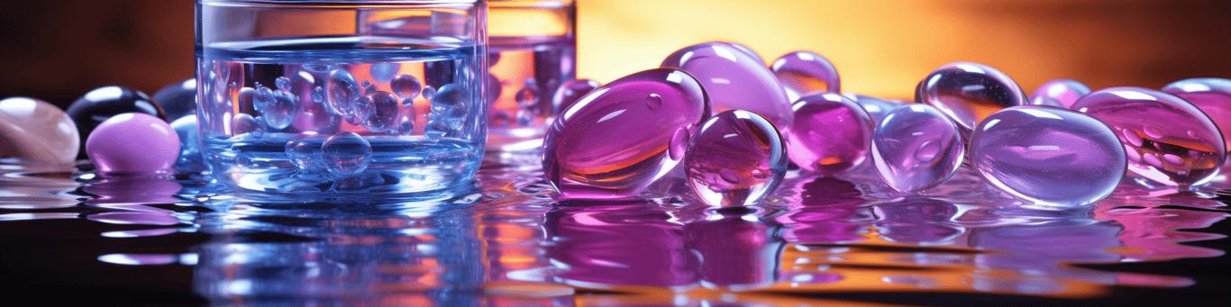 image of drug pills surrounding a glass of water symbolizing drug consumption