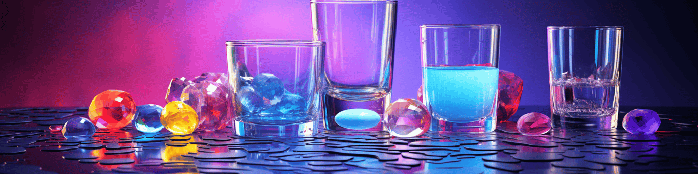 image of drug pills surrounding a glass of water symbolizing drug consumption