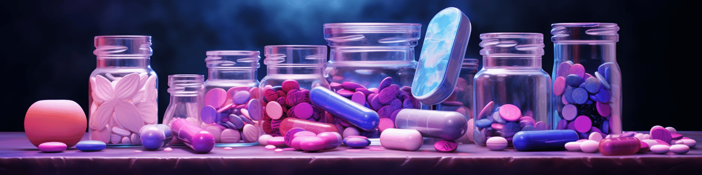 image of different drug pills on a surface