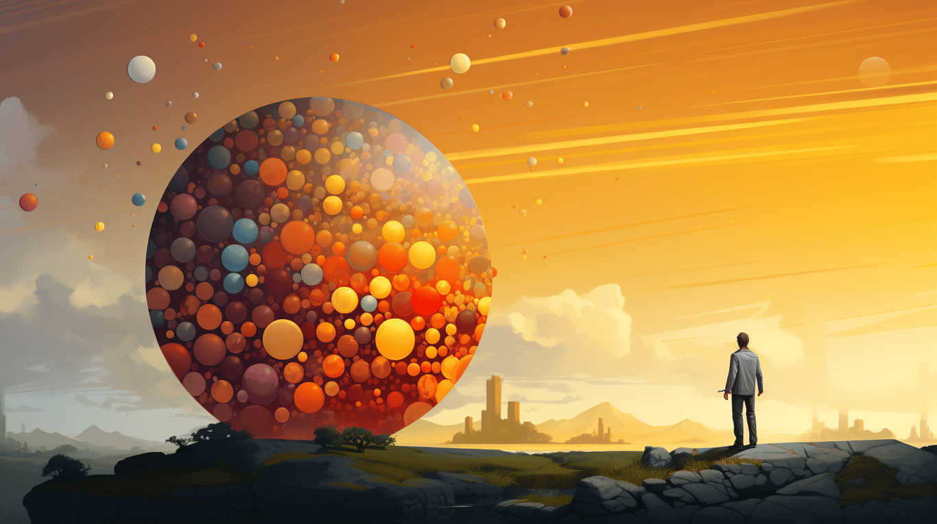 abstract image of a researcher studying a bottle of drug.