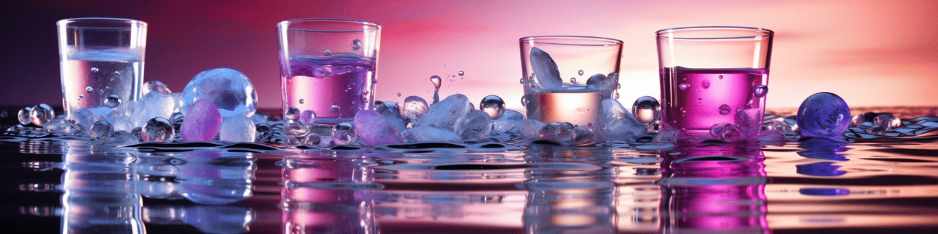 image of drug pills surrounding a glass of water symbolizing drug consumption