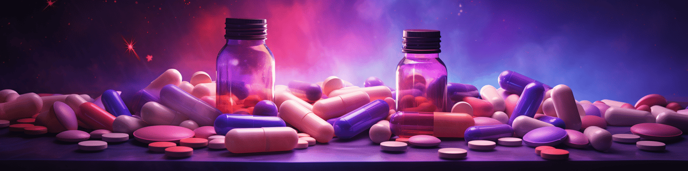 image of different drug pills on a surface