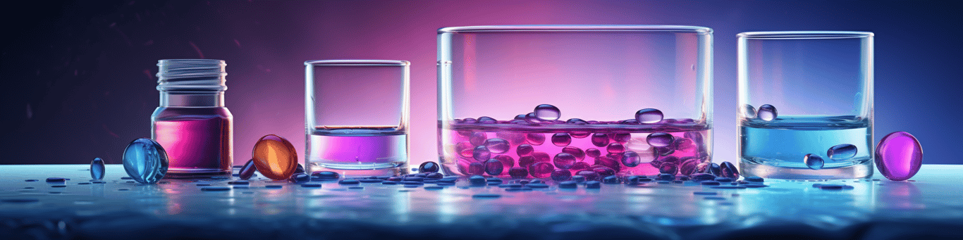 image of drug pills surrounding a glass of water symbolizing drug consumption