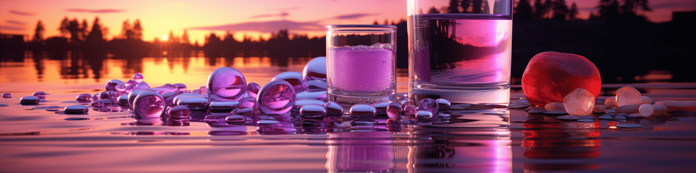 image of drug pills surrounding a glass of water symbolizing drug consumption