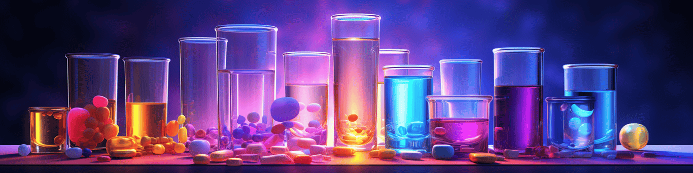 image of drug pills surrounding a glass of water symbolizing drug consumption
