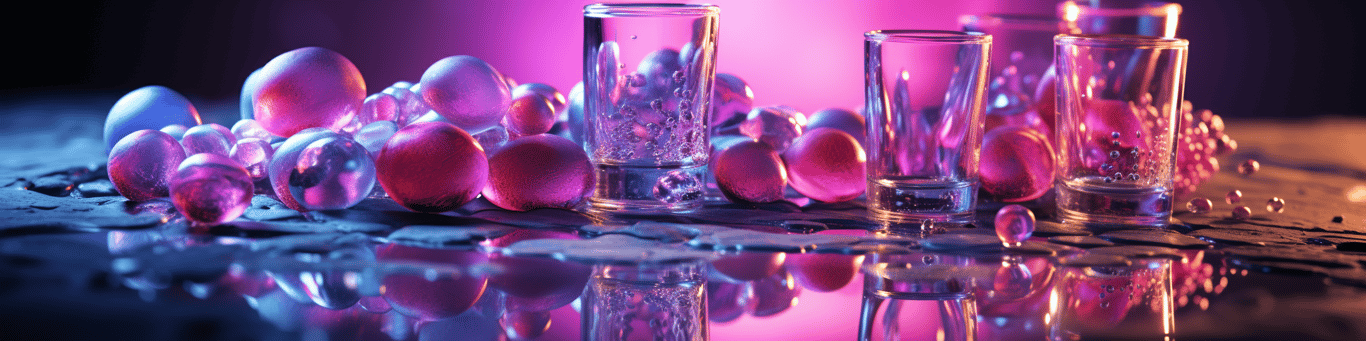 image of drug pills surrounding a glass of water symbolizing drug consumption