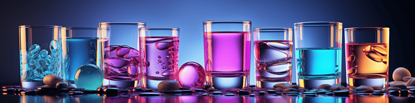 image of drug pills surrounding a glass of water symbolizing drug consumption