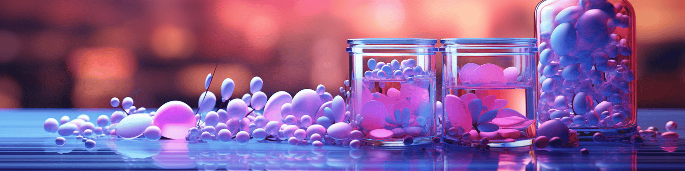 image of drug pills surrounding a glass of water symbolizing drug consumption
