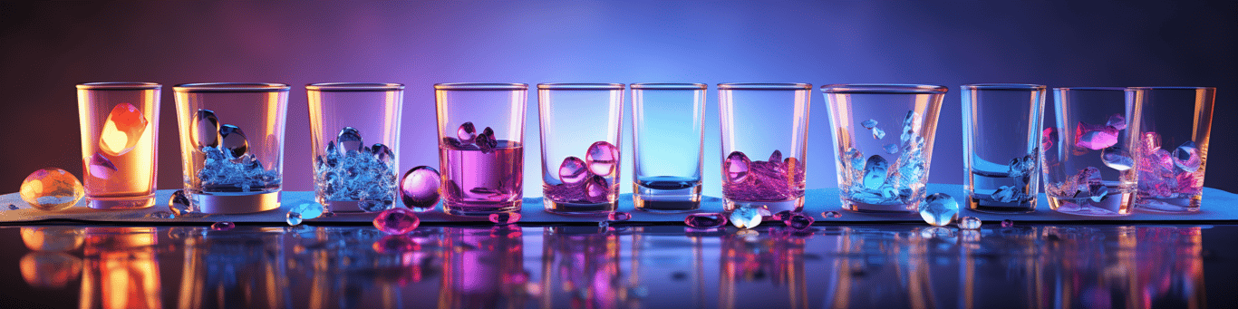 image of drug pills surrounding a glass of water symbolizing drug consumption