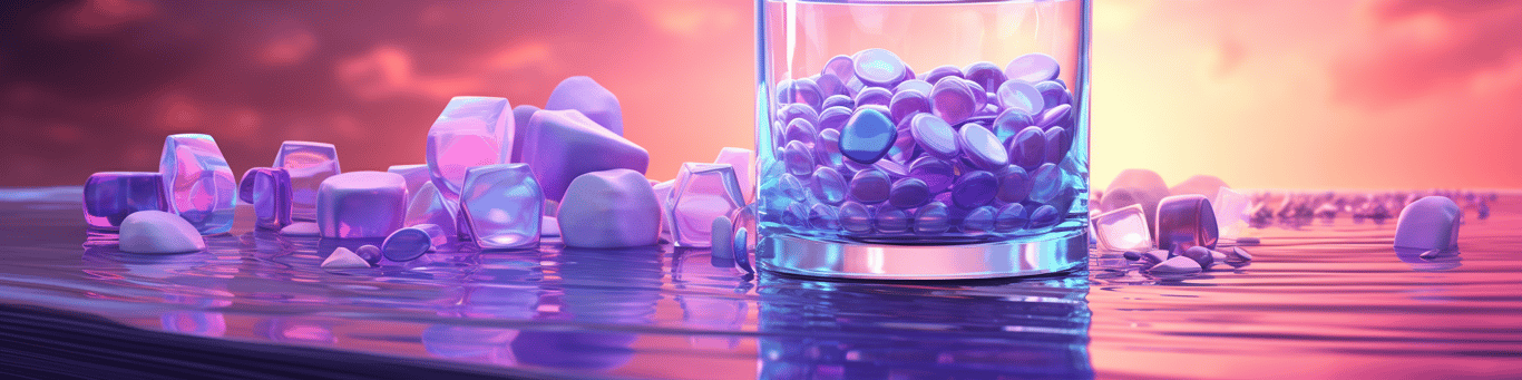 image of drug pills surrounding a glass of water symbolizing drug consumption