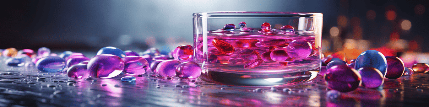 image of drug pills surrounding a glass of water symbolizing drug consumption