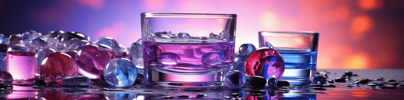 image of drug pills surrounding a glass of water symbolizing drug consumption