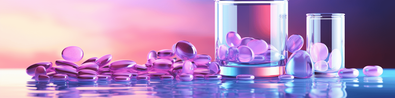 image of drug pills surrounding a glass of water symbolizing drug consumption