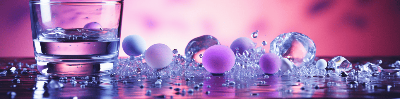 image of drug pills surrounding a glass of water symbolizing drug consumption