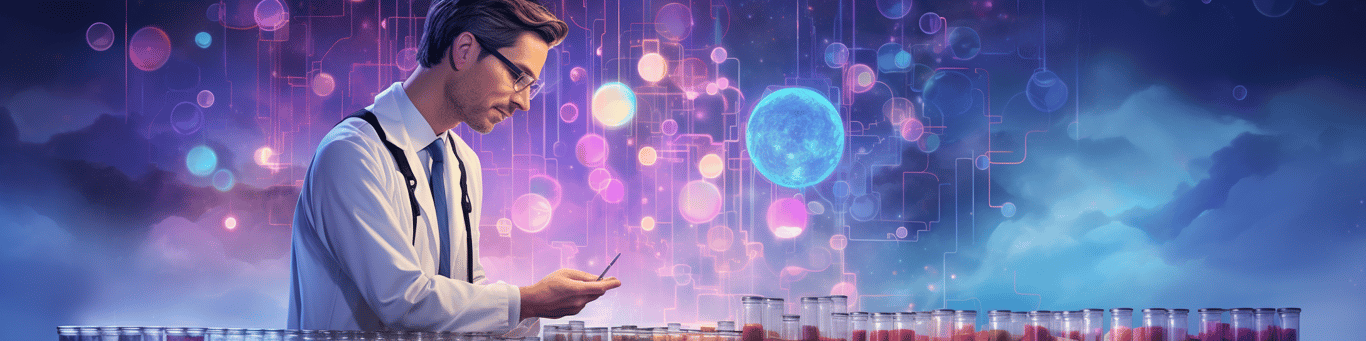 image of a doctor in a lab doing drug, clinical research