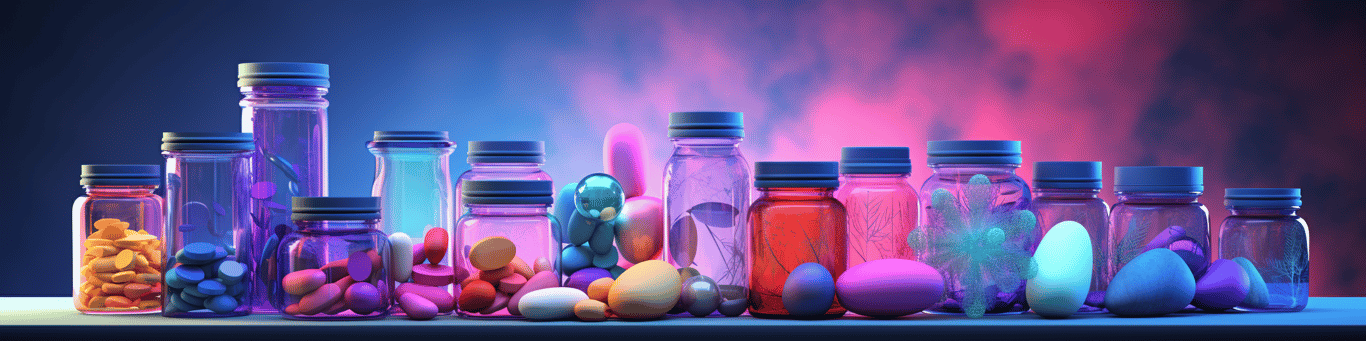 image of different drug pills on a surface