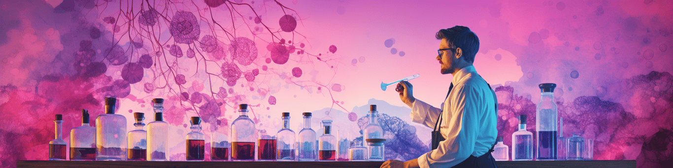 image of a doctor in a lab doing drug, clinical research